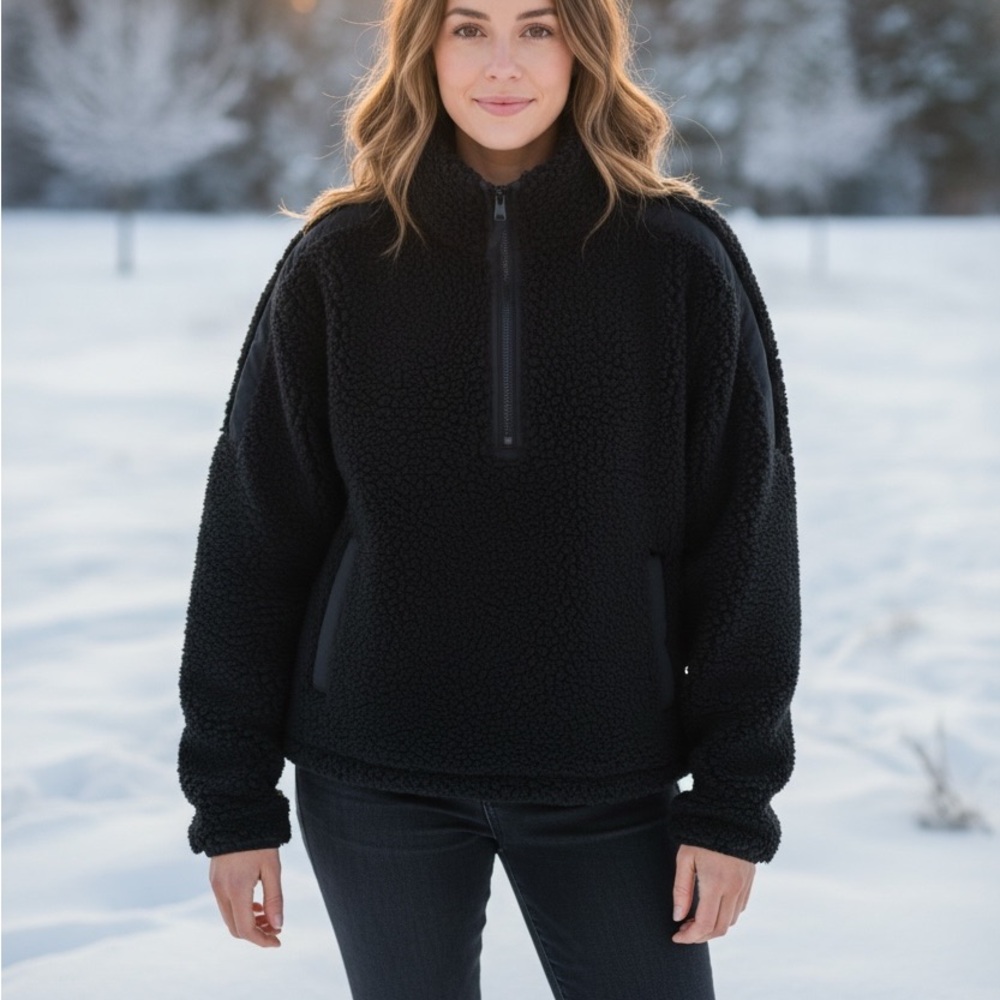 Athleta Black Sherpa Jacket